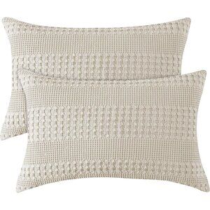 Waffle Pillowcases Breathable Skin-Friendly Decorative Covers No Filling 2 Pack